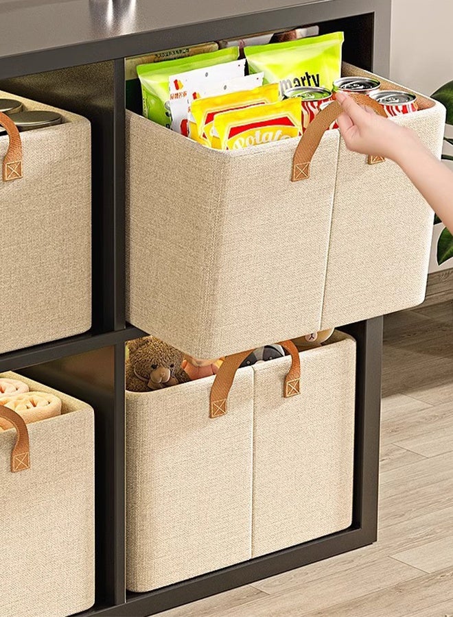 DESINO 3-Pack Foldable Fabric Storage Baskets with Handles, 26L Open-Top Organizer Bins for Clothes, Toys, Towels, Wardrobe and Shelves, Khaki, 40 × 27 × 21 cm - Image 3