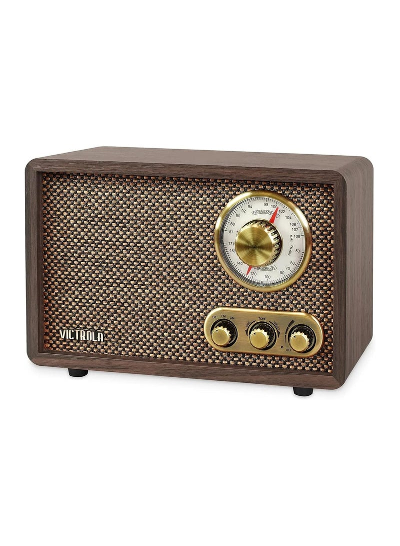 VICTROLA Victrola Retro Wood Bluetooth FM/AM Radio with Rotary Dial, Espresso  - Image 1