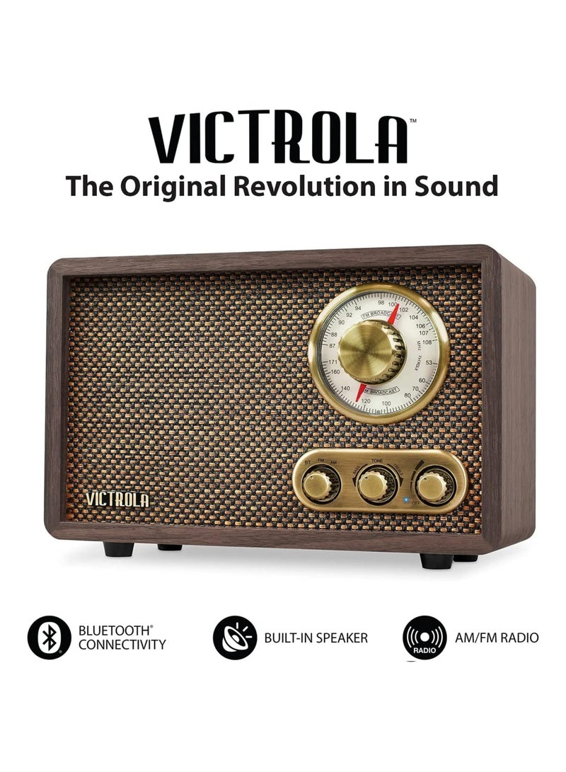 VICTROLA Victrola Retro Wood Bluetooth FM/AM Radio with Rotary Dial, Espresso  - Image 2