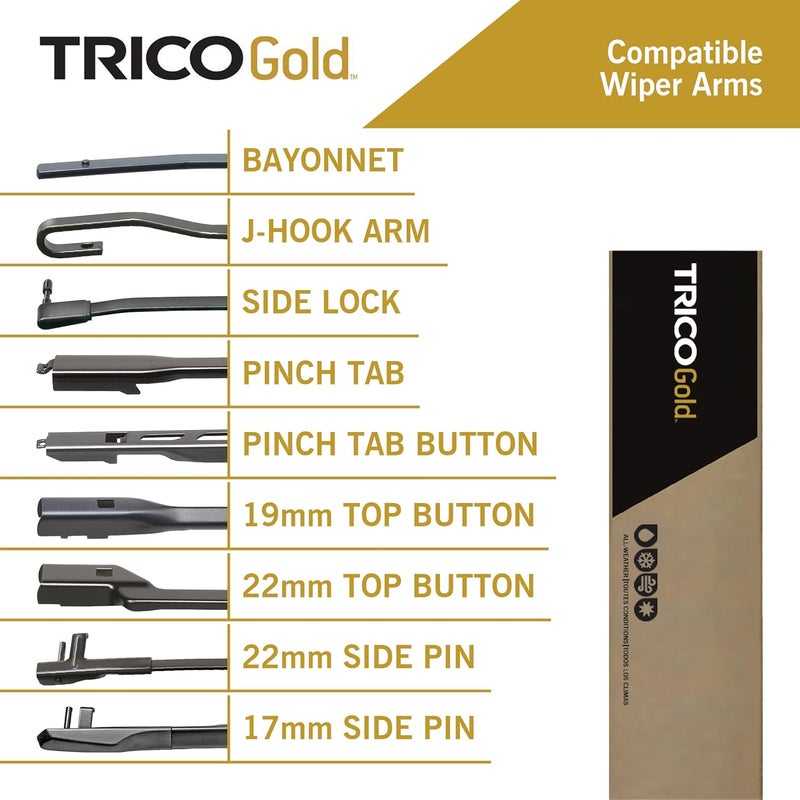 شفرات مساحات الزجاج الأمامي TRICO Gold® 26 و 16 بوصة عبوة من 2 - Image 4