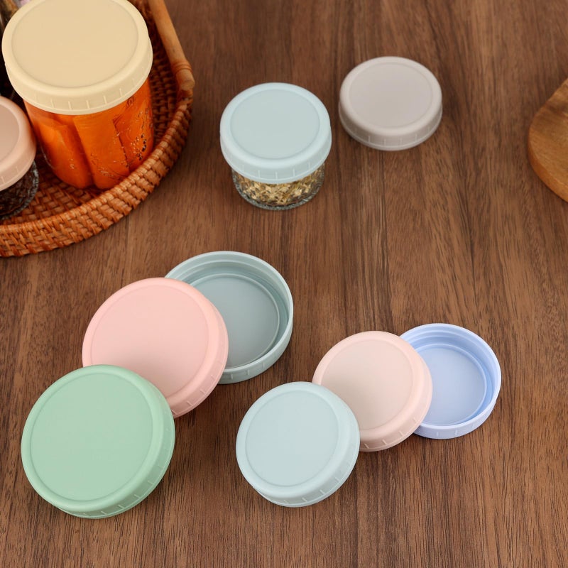 WeiShi 8 Pack Wide Mouth Mason Jar Lids for Ball, Kerr Jars and More, Colored Plastic Reusable Canning Tops with Silicone Rings, Food Grade & Leak-proof - Image 4