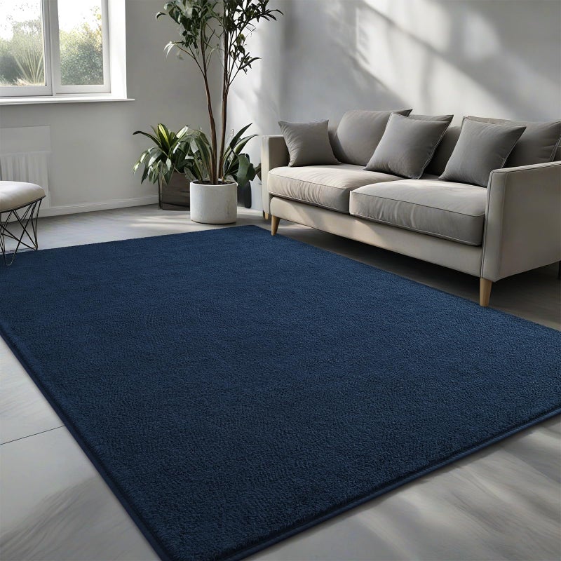Pettop 4x6 ft Navy Blue Area Rugs for Bedroom Living Room, Washable Memory Foam Indoor Carpet, Modern Aesthetic Minimalist Non Slip Soft Comfy Carpet for Boys Girls Dorm Home Decor - Image 2