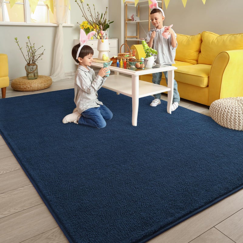 Pettop 4x6 ft Navy Blue Area Rugs for Bedroom Living Room, Washable Memory Foam Indoor Carpet, Modern Aesthetic Minimalist Non Slip Soft Comfy Carpet for Boys Girls Dorm Home Decor - Image 5