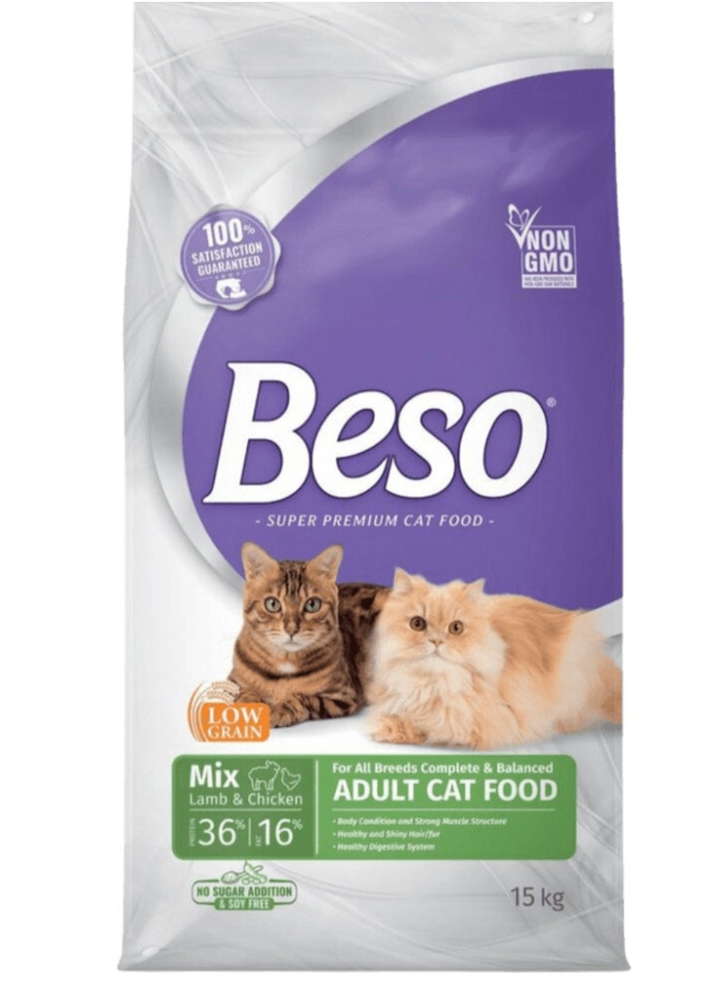 Beso Cat Adult Dry Food In Lamb & Chicken Flavor 15KG 