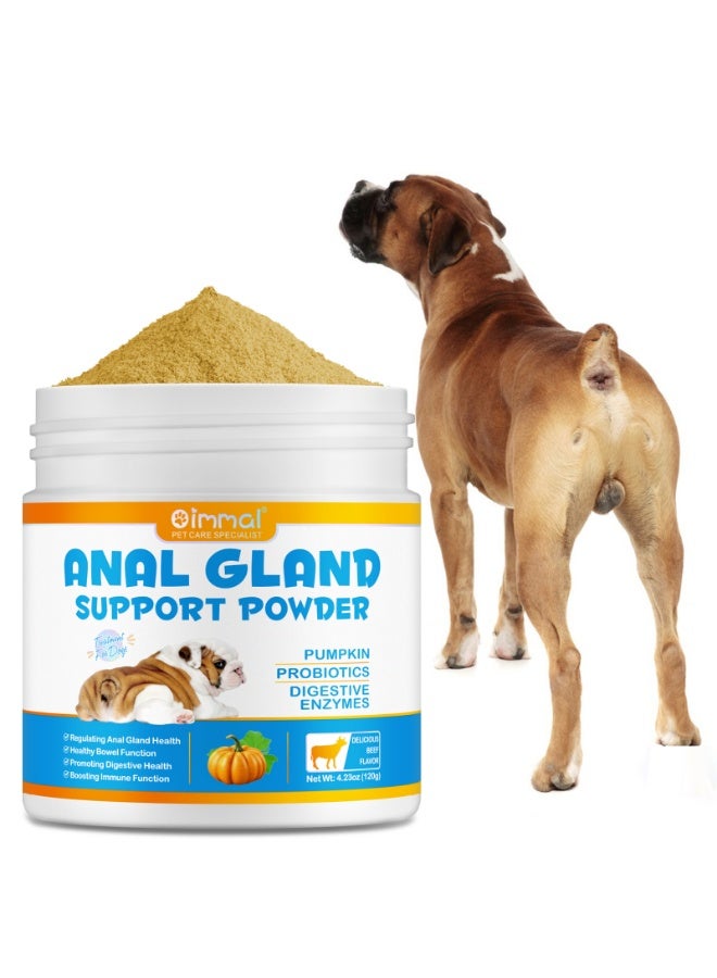 Oimmal 120 جرام مسحوق دعم الغدد الشرجية للكلاب مع اليقطين والبروبيوتيك وإنزيمات الهضم يعزز وظيفة الأمعاء الصحية وصحة الغدد الشرجية بنكهة لحم البقر اللذيذة معزز مناعة الكلاب - Image 1