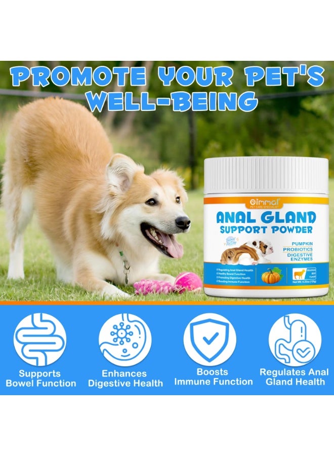Oimmal 120 جرام مسحوق دعم الغدد الشرجية للكلاب مع اليقطين والبروبيوتيك وإنزيمات الهضم يعزز وظيفة الأمعاء الصحية وصحة الغدد الشرجية بنكهة لحم البقر اللذيذة معزز مناعة الكلاب - Image 5