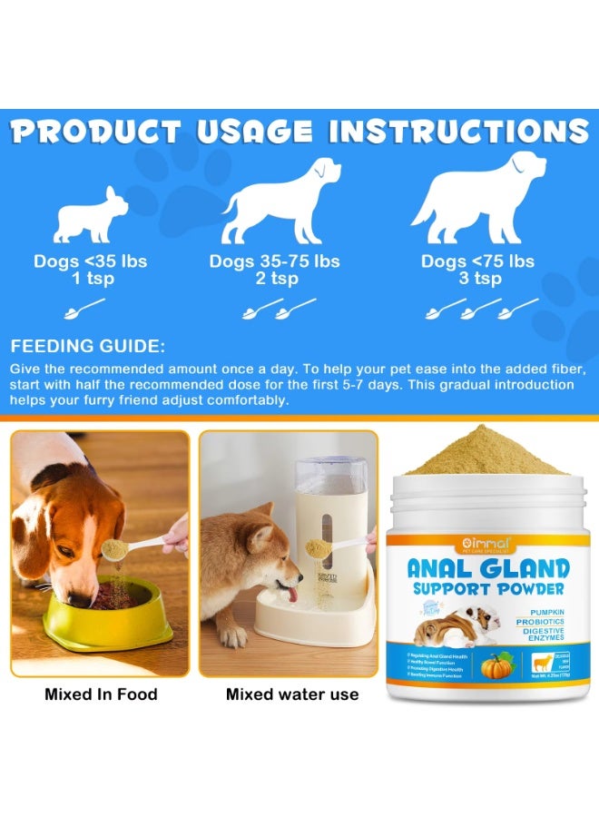 Oimmal 120 جرام مسحوق دعم الغدد الشرجية للكلاب مع اليقطين والبروبيوتيك وإنزيمات الهضم يعزز وظيفة الأمعاء الصحية وصحة الغدد الشرجية بنكهة لحم البقر اللذيذة معزز مناعة الكلاب - Image 4
