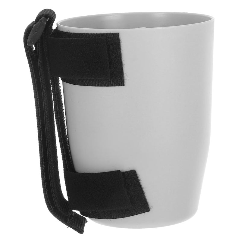 Elderly Drinking Cup With Hand Strap Cuff And Swallow Lid For Easy Brushing - Image 2