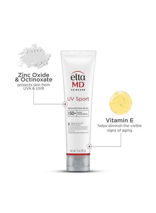 EltaMD UV Sport Sunscreen Lotion, SPF 50 Body Sunscreen, Water and Sweat Resistant, Oil-Free, Zinc Oxide Formula, Travel Size, 3 oz Tube - Image 3