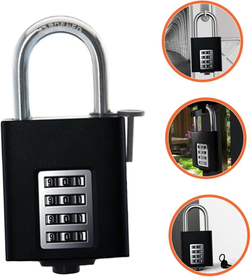 ميكيكيت قفل مركب مقاوم للماء من سبائك الزنك مع قفل رقمي مكون من 4 أرقام بدون مفتاح للبوابات الخارجية والأسوار وخزائن الصالات الرياضية - Image 3
