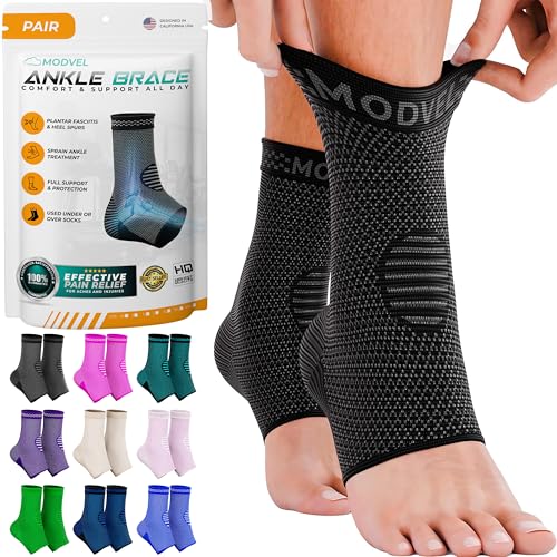 Modvel Foot & Ankle Brace Socks for Sprained Ankle Compression Sleeve - Plantar Fasciitis Relief Brace, Foot Support for pain Women & Men - Tendonitis & Arthritis Feet Sleeve, Stabilizing Ankles Wrap - Image 1