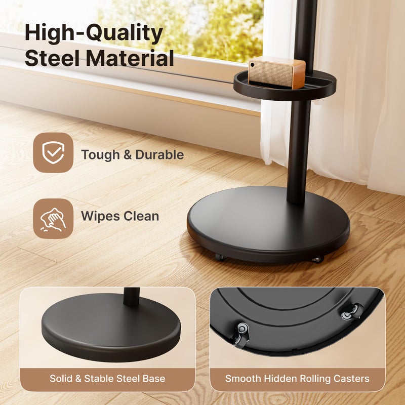 ECOTINY Height Adjustable Rolling TV Stand for 13-43 Inch TV up to 33 Pounds, Portrait to Landscape, Mobile TV Cart with Adjustable Storage Box and Shelf Max VESA 200x200mm - Image 3