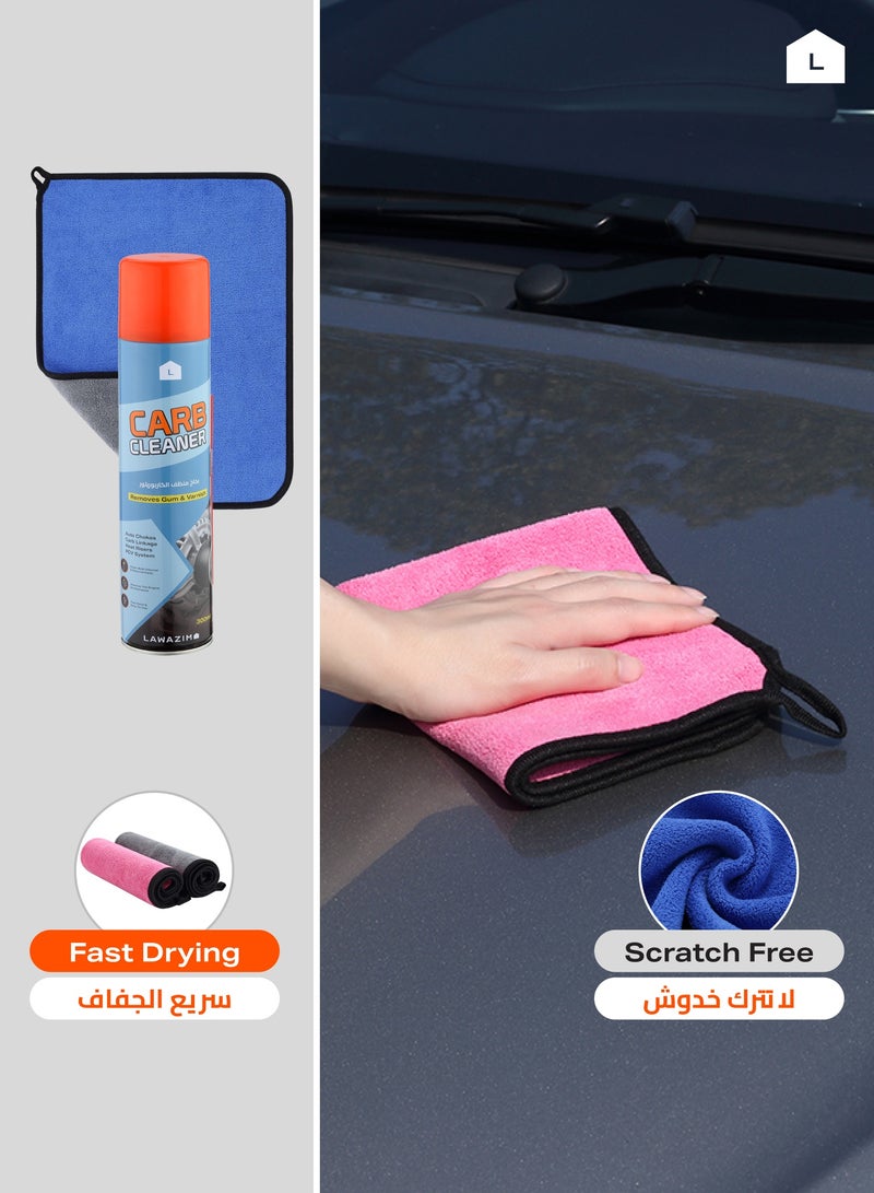 لوازم مجموعة منظف محرك السيارات مكونة من قطعتين مع 4 مساحات تنظيف 30x40 سم - Image 3