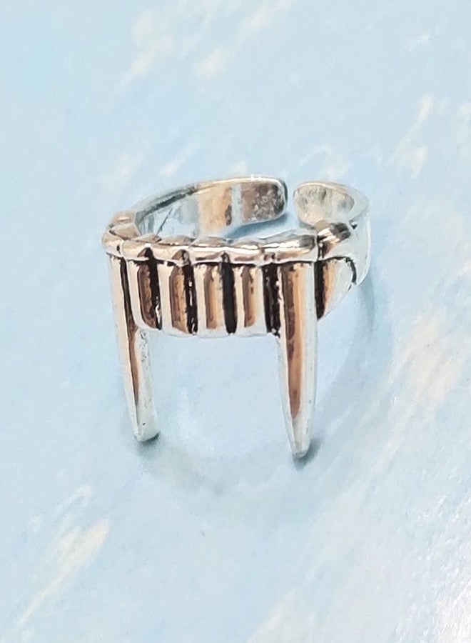 OIDIMS خواتم أسنان مصاصي الدماء القوطية المخصصة من Oidims للنساء والفتيات والمراهقات، بتصميم أنياب ذئب، خاتم أنيق ورقيق قابل للتعديل، عصري، قابل للتوسيع، مقاس مفتوح، مناسب للهالوين وأعياد الميلاد والصداقة المقربة. - Image 5