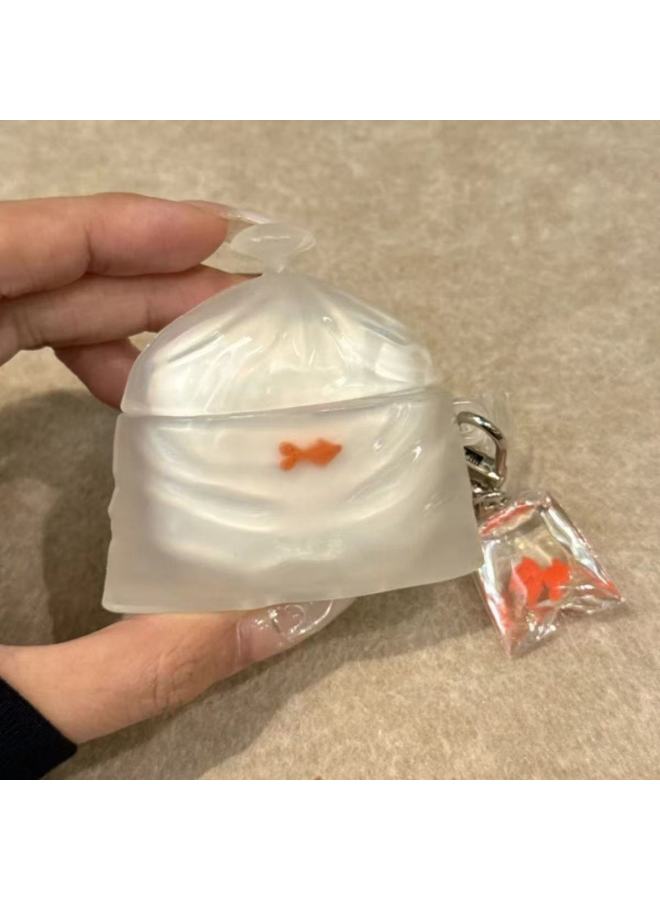 Koi Fish Headset Protective Cover For AirPodsPro2 4 Generation Apple 3 Generation Cartoon Cute Soft Shell Trendy-Color:Transparent Ghost With Ring-Applicable Models:Airpods 3rd Generation