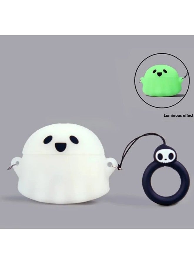 Koi Fish Headset Protective Cover For AirPodsPro2 4 Generation Apple 3 Generation Cartoon Cute Soft Shell Trendy-Color:Transparent Ghost With Ring-Applicable Models:Airpods 3rd Generation