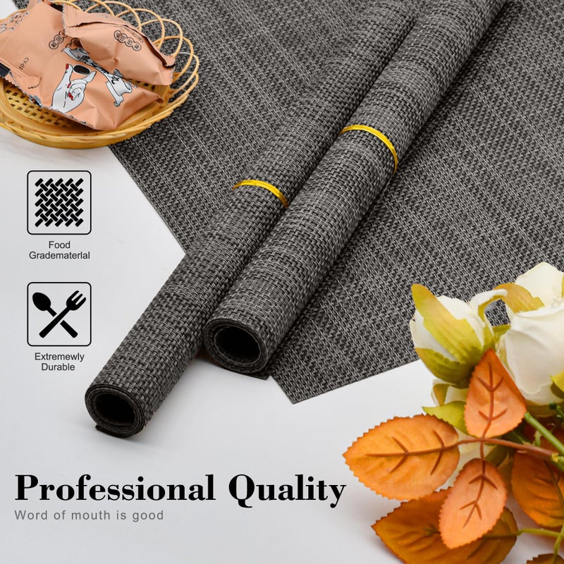 CADONO Placemats Set of 6 Washable Indoor/Outdoor Vinyl Place Mats for Dining Table Durable Non-Slip Heat Resistant PVC Weave Table Matsï¼ˆCappuccinoï¼‰ - Image 2
