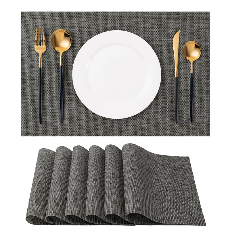CADONO Placemats Set of 6 Washable Indoor/Outdoor Vinyl Place Mats for Dining Table Durable Non-Slip Heat Resistant PVC Weave Table Matsï¼ˆCappuccinoï¼‰ - Image 1
