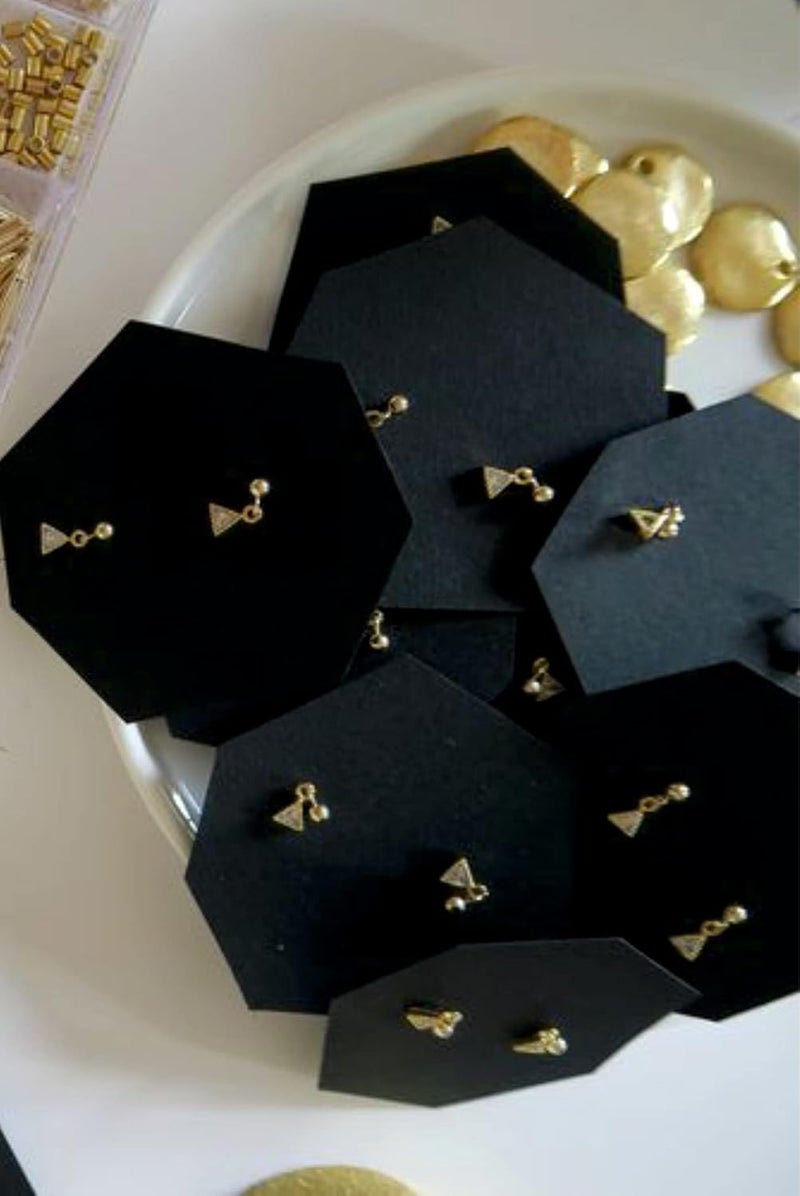 Zenomia Jewellery Black Display Cards for Earring, Decorative Tag, Precut Hole 50 Pcs (2.6 x 2.2 Inch) - Image 2