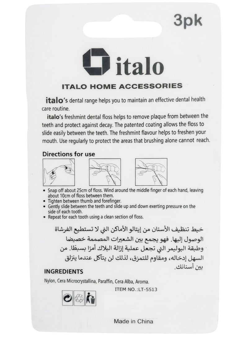 ITALO Freshmint Mini Dental Floss 10M X 3 Pcs Pack - Image 2