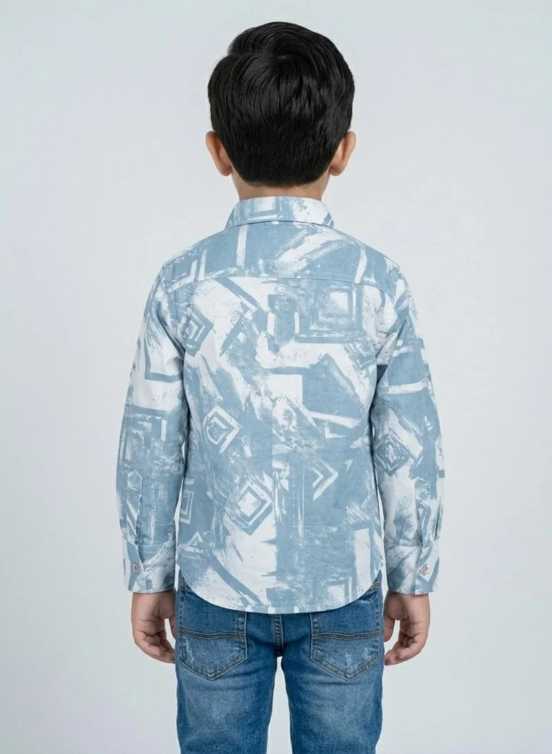 babyqlo Boys Blue Abstract Printed Casual Shirt