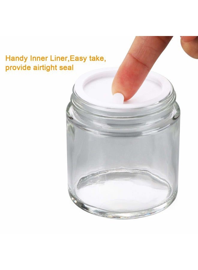 Encheng 12Pack of 4 oz Clear Round Glass Jars, with Inner Liners and black Lids,Empty Cosmetic Containers,Cream jars - Image 5