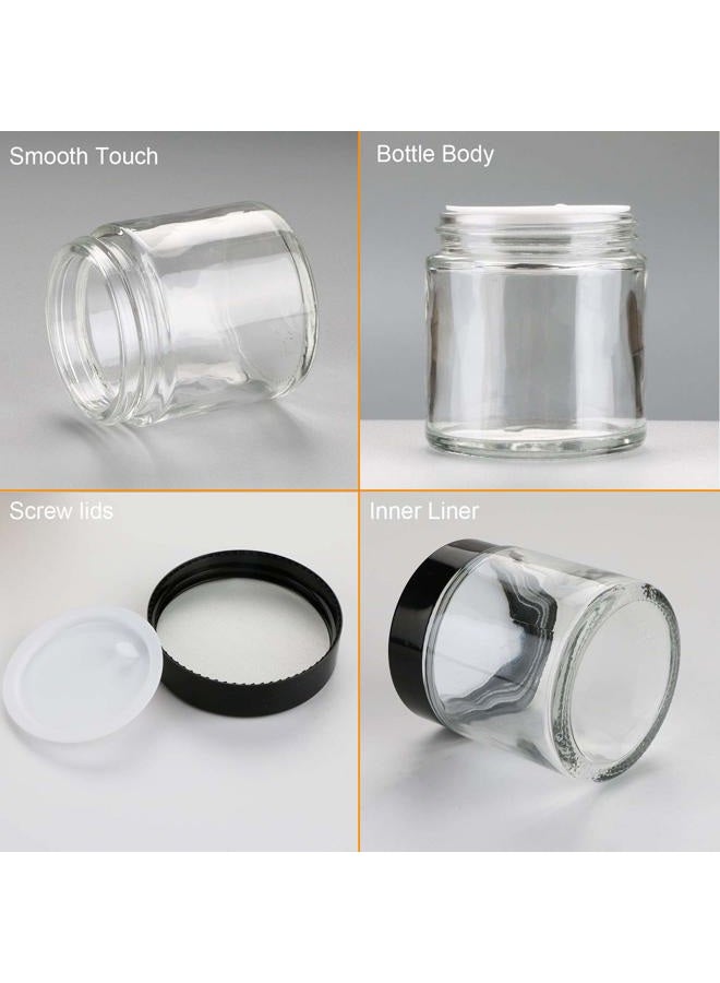 Encheng 12Pack of 4 oz Clear Round Glass Jars, with Inner Liners and black Lids,Empty Cosmetic Containers,Cream jars - Image 3
