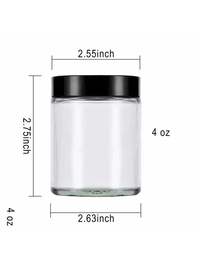 Encheng 12Pack of 4 oz Clear Round Glass Jars, with Inner Liners and black Lids,Empty Cosmetic Containers,Cream jars - Image 2
