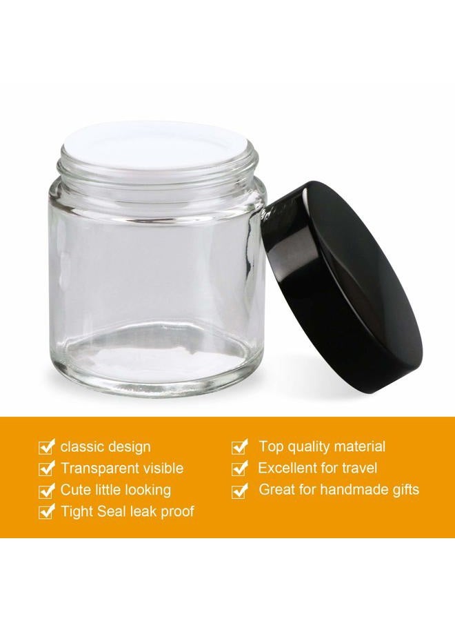 Encheng 12Pack of 4 oz Clear Round Glass Jars, with Inner Liners and black Lids,Empty Cosmetic Containers,Cream jars - Image 4