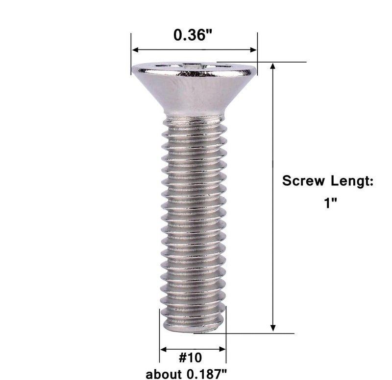 VAMUOEFL #10-24 x 1 Phillips Flat Head Machine Screws, Stainless Steel 304 (18-8), UNC Coarse Thread, Countersunk Head Machine Screws, 40Pcs - Image 2
