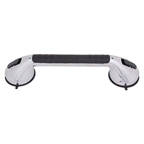 Carex Ultra Grip Shower Grab Bar - Shower Handle and Bathroom Bar - 16 Inch Safety Bar with Dual Locking Suction Cups for Bathtubs and Showers, Chrome - Image 1