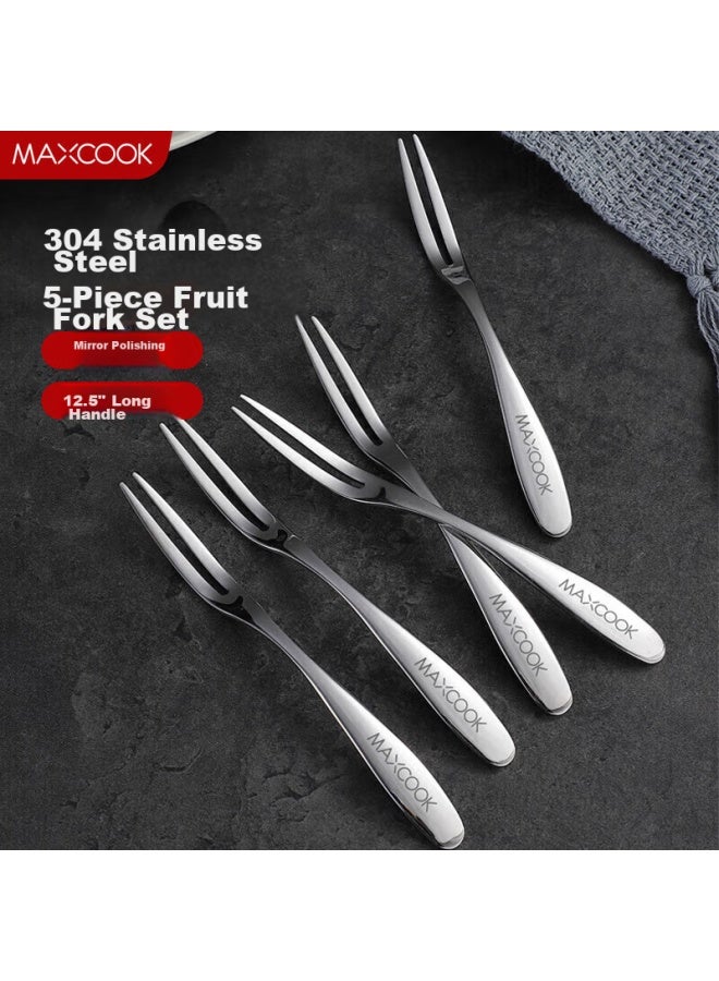 MAX COOK Meichun 304 Stainless Steel Fruit Forks, Dessert Forks, Mooncake Forks, 5-piece Set, Mcgc795 - Image 1