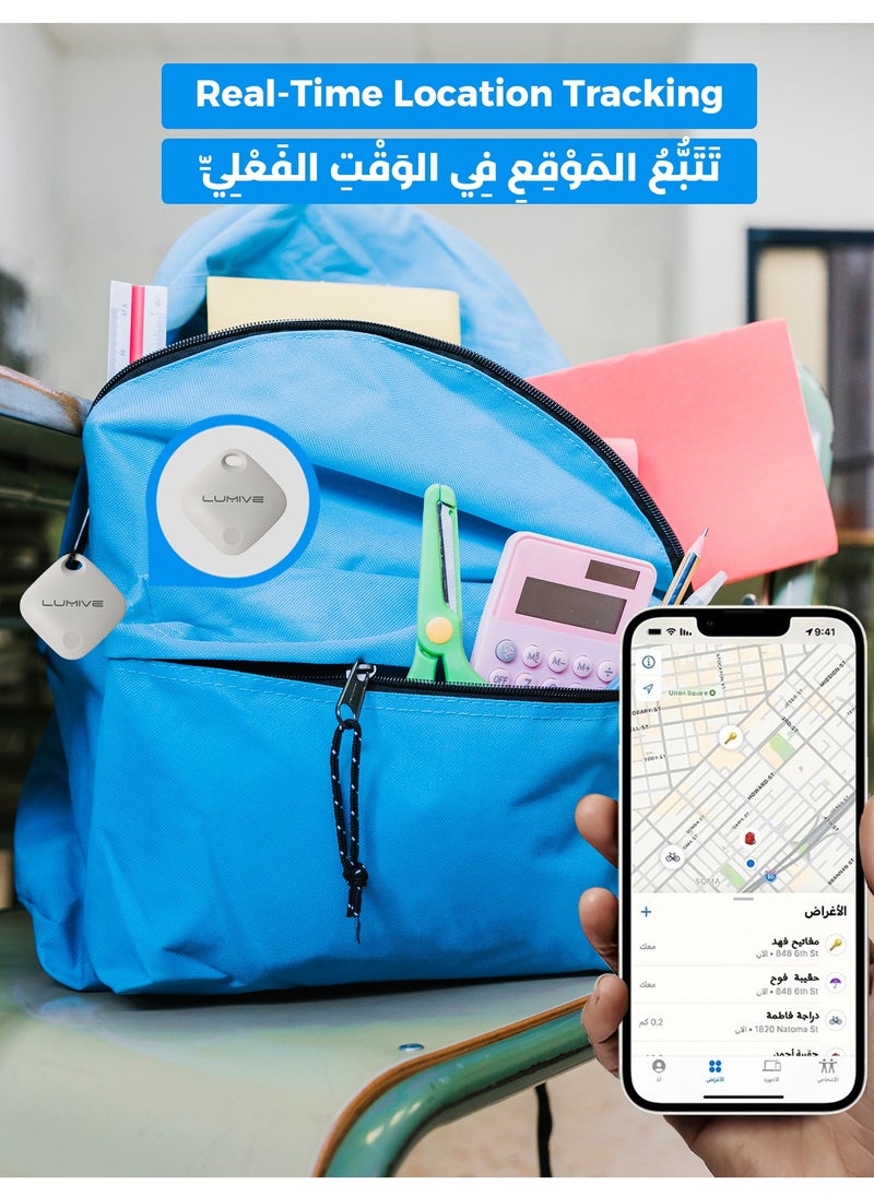 LUMIVE - Lumive Smart Bluetooth Tracker AirTag for Keys, Kids, Elderly, Pet, Bags and Wallets, Bluetooth Tracker Works with Apple Find My , (White -1 Pack) - Image 1