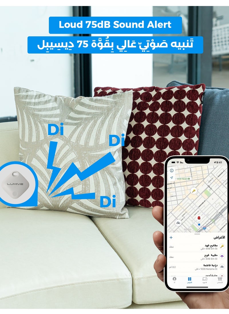 LUMIVE - Lumive Smart Bluetooth Tracker AirTag for Keys, Kids, Elderly, Pet, Bags and Wallets, Bluetooth Tracker Works with Apple Find My , (White -1 Pack) - Image 1