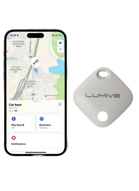 Lumive Smart Bluetooth Tracker AirTag for Keys, Kids, Elderly, Pet, Bags and Wallets, Bluetooth Tracker Works with Apple Find My , (White -1 Pack)