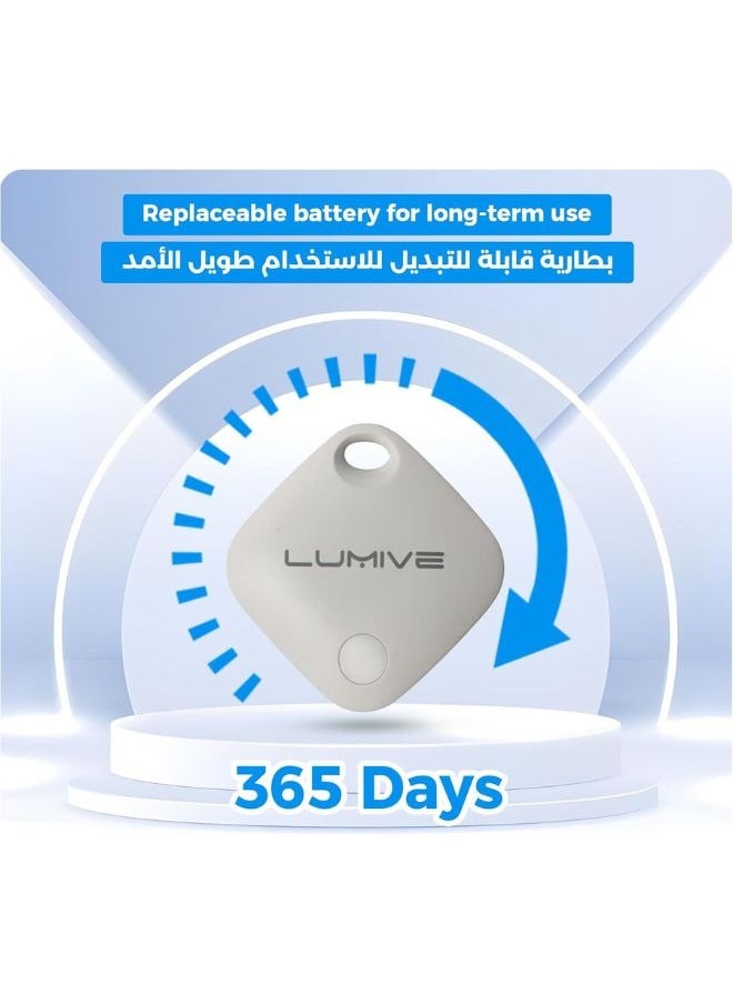 LUMIVE - Lumive Smart Bluetooth Tracker AirTag for Keys, Kids, Elderly, Pet, Bags and Wallets, Bluetooth Tracker Works with Apple Find My , (White -1 Pack) - Image 1