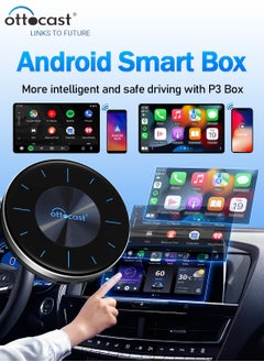 OTTOCAST P3 CarPlay AI Box - 2024 Android 12.0 CarPlay Video Adapter Wireless CarPlay Android Auto Dongle Support HDMI Output, Youtube Netflix Disney+ Tiktok Streaming Videos to OEM Wired CarPlay Cars