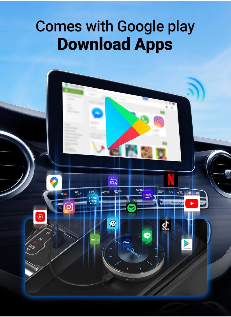 Ottocast - OTTOCAST P3 CarPlay AI Box - 2024 Android 12.0 CarPlay Video Adapter Wireless CarPlay Android Auto Dongle Support HDMI Output, Youtube Netflix Disney+ Tiktok Streaming Videos to OEM Wired CarPlay Cars - Image 1