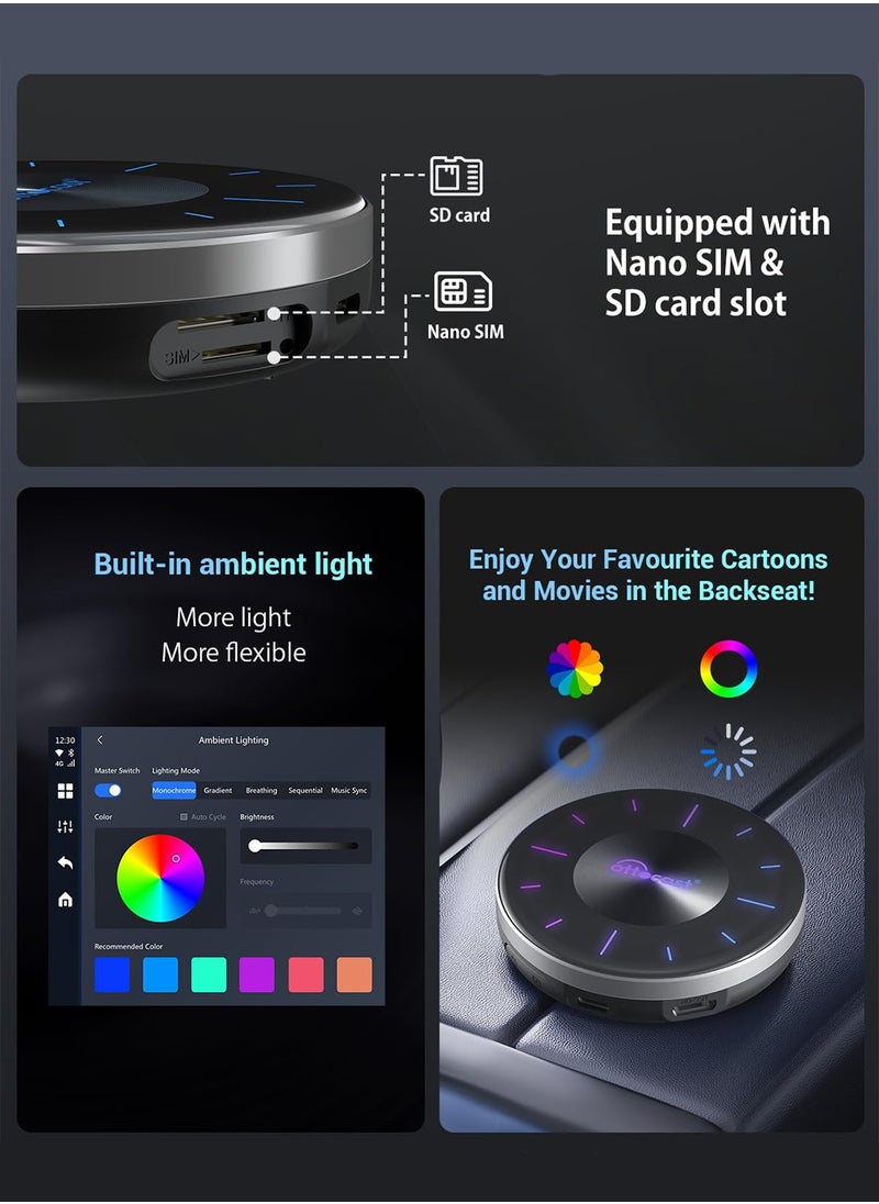 Ottocast - OTTOCAST P3 CarPlay AI Box - 2024 Android 12.0 CarPlay Video Adapter Wireless CarPlay Android Auto Dongle Support HDMI Output, Youtube Netflix Disney+ Tiktok Streaming Videos to OEM Wired CarPlay Cars - Image 1