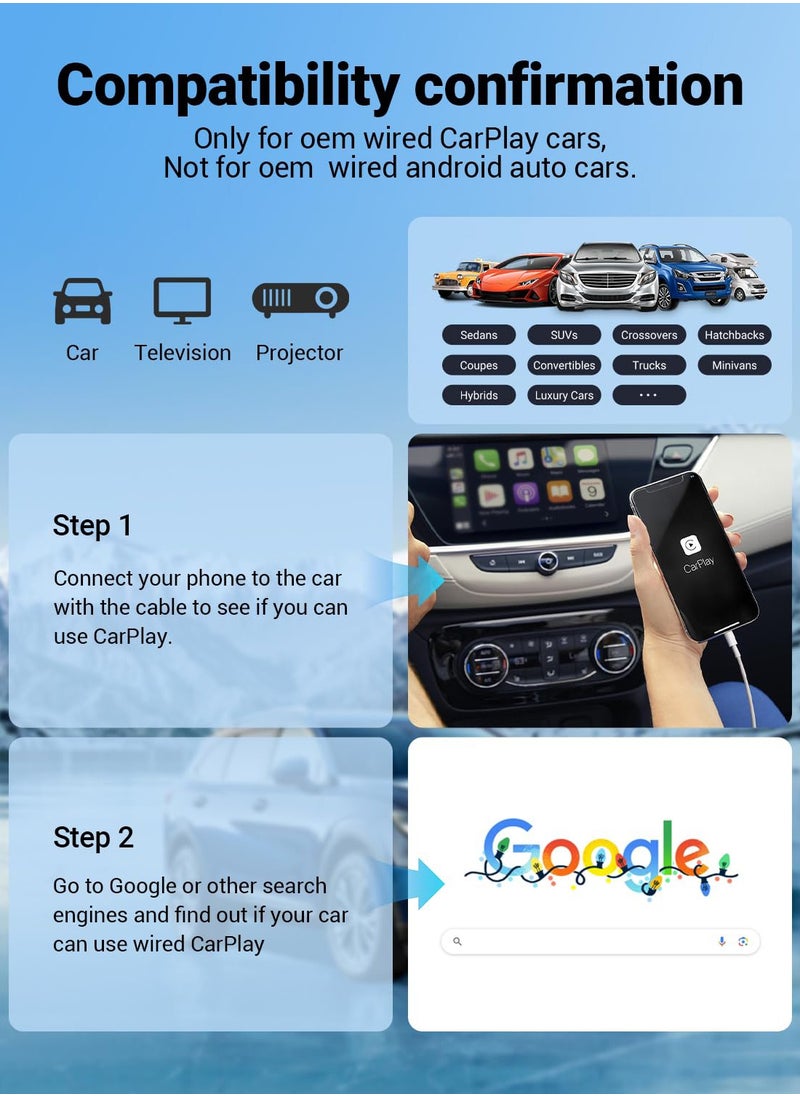Ottocast - OTTOCAST P3 CarPlay AI Box - 2024 Android 12.0 CarPlay Video Adapter Wireless CarPlay Android Auto Dongle Support HDMI Output, Youtube Netflix Disney+ Tiktok Streaming Videos to OEM Wired CarPlay Cars - Image 1