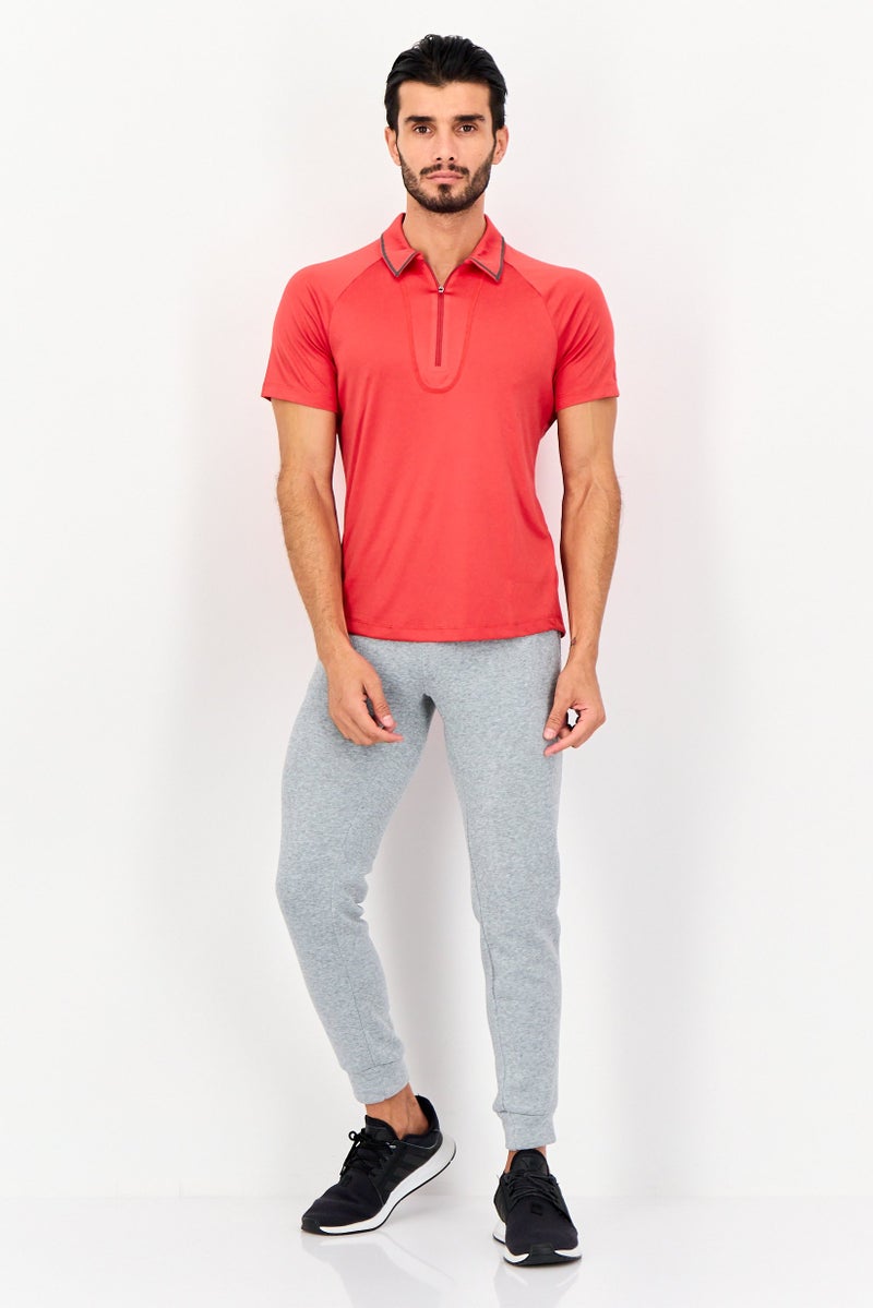 asics قميص بولو تنس قصير الأكمام للرجال، أحمر - Image 3