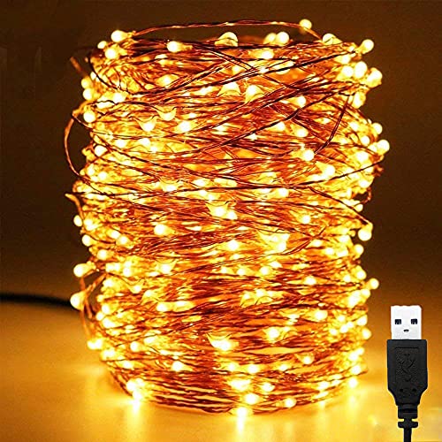 XERGY 20 Meter 200 LED's Waterproof Fairy Decorative Stary String Light - 1 M USB Powered (Copper Wires, Sturdy Quality) Warm White - Home DIY NYE Decoration Lights Diwali Lights for Home Decoration - Image 1
