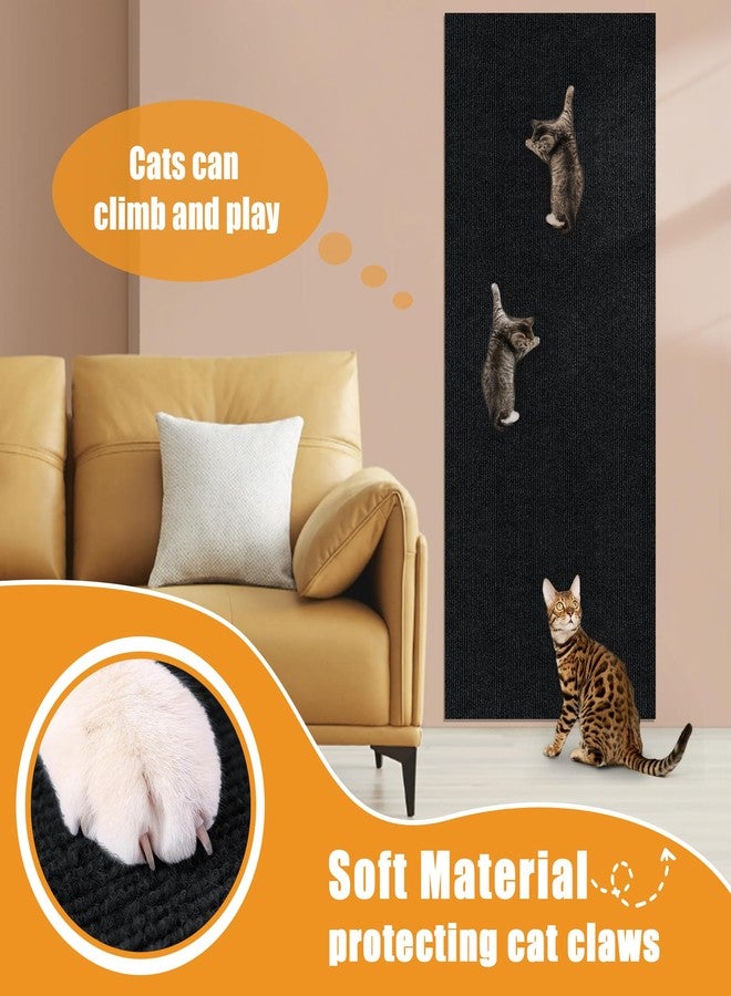ALEIFLE Cat Scratching mat Self-Adhesive, Trimmable Furniture Protector for Couch, Sofa, Wall & Cat Trees - Durable Scratch Pad with Nano Tape, DIY Climbing Carpet for Indoor Cats (Black, 23.6"x15.8") - Image 4