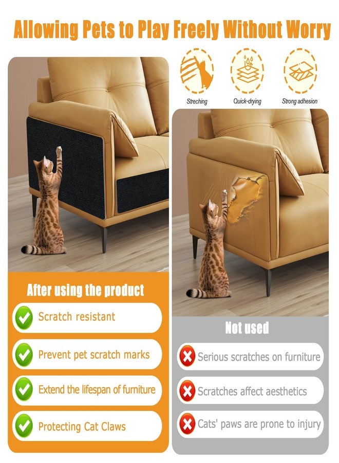 ALEIFLE Cat Scratching mat Self-Adhesive, Trimmable Furniture Protector for Couch, Sofa, Wall & Cat Trees - Durable Scratch Pad with Nano Tape, DIY Climbing Carpet for Indoor Cats (Black, 23.6"x15.8") - Image 3