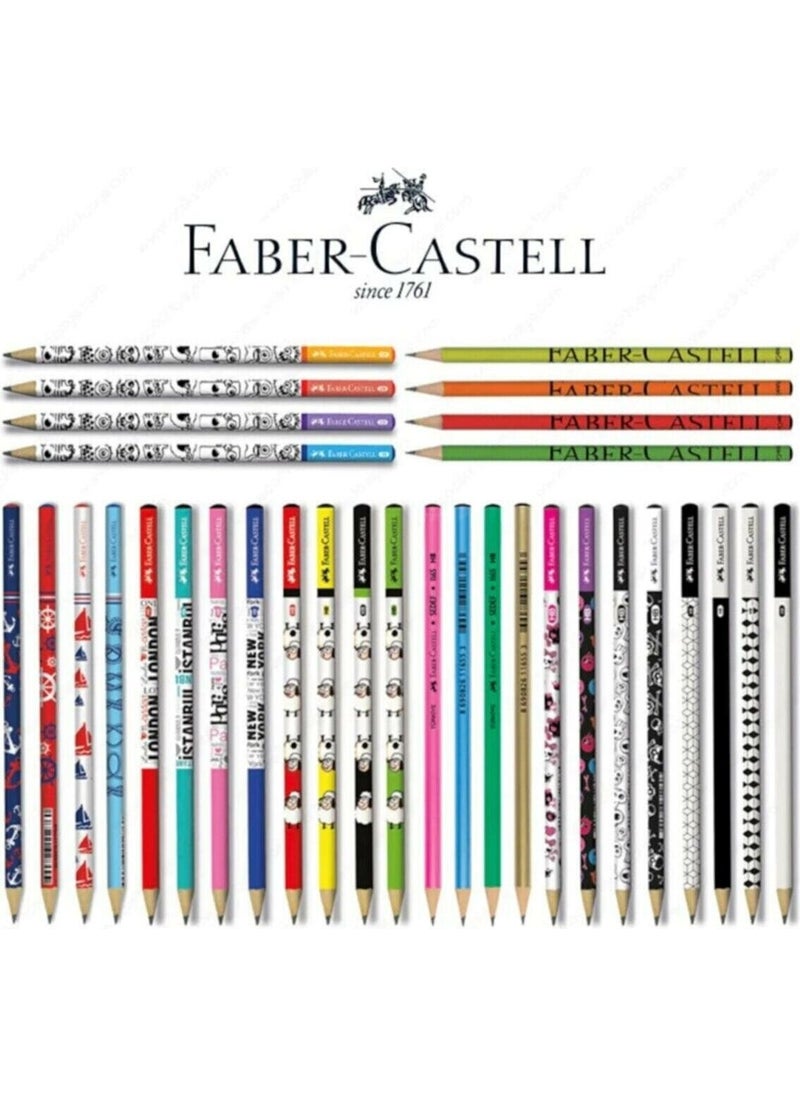 FABER-CASTELL - Faber Castell 12-Piece Mixed Pattern Round Pencil-1 - Image 1