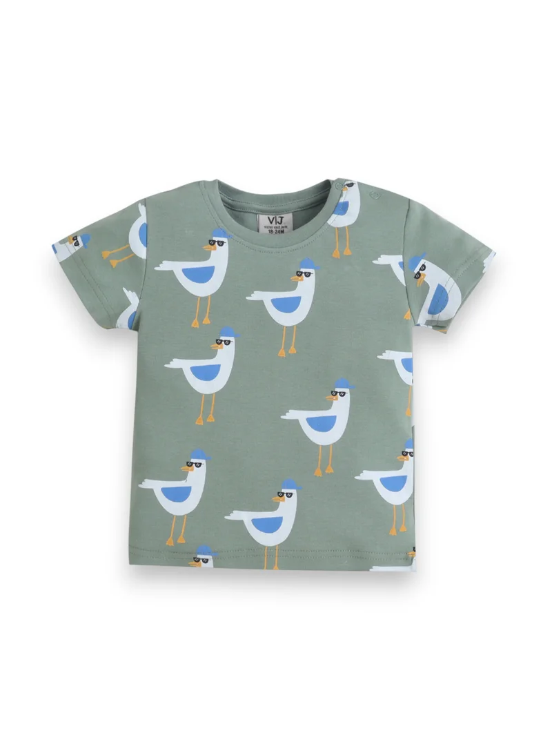 Victor And Jane  Infant Boys Bird Print Cotton Pajama Set – Soft T-Shirt & Shorts Nightwear for Men | Best Price UAE