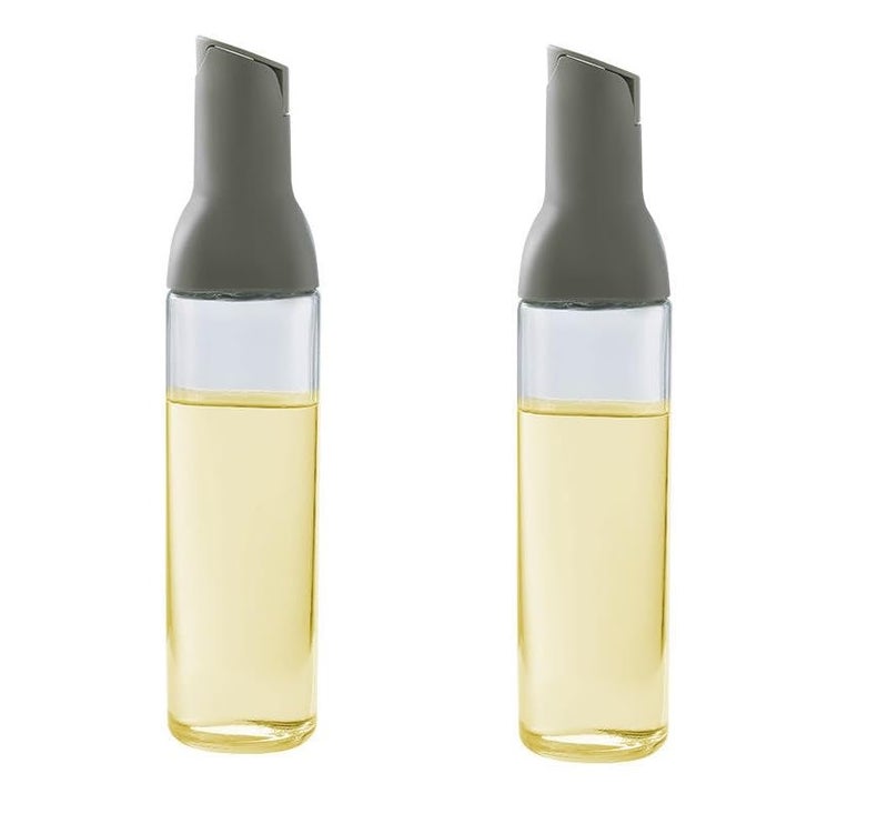 Zebroc Oil Dispenser, 500ml Glass Cooking Oil and Vinegar Bottle, Automatic Opening and Closing Edible Oil Pot, Olive, Sauce Leakproof, Stainless Steel Spout,Transparent Bottle with Auto-Flip Cap (2) - Image 1