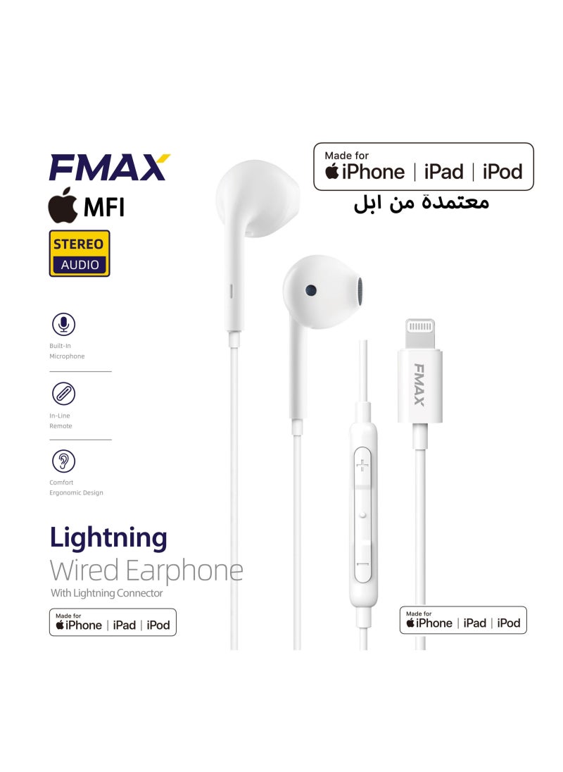 FMAX - EarPods With Lightning Connector White with apple MFI - Image 1