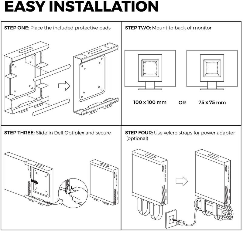 HumanCentric Mount Compatible with Dell OptiPlex Micro Form Factor Case, VESA, Under Desk and Wall Mount Fits MFF 3040, 3046, 3050, 3060, 3070, 3080, 5050, 5060, 5070, 7040, 7050, 7060, 7070, More - Image 3