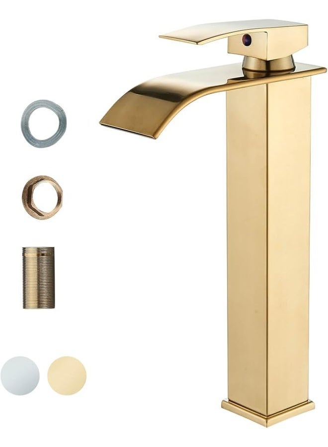 واي دي صنبور حوض حمام YD Waterfall، بمقبض واحد، يُثبّت على سطح الحوض، مناسب للأحواض الطويلة، مزود بخاصية التحكم في الماء الساخن والبارد، صنبور عصري مقاوم للرذاذ، مصنوع من النحاس المتين - Image 1